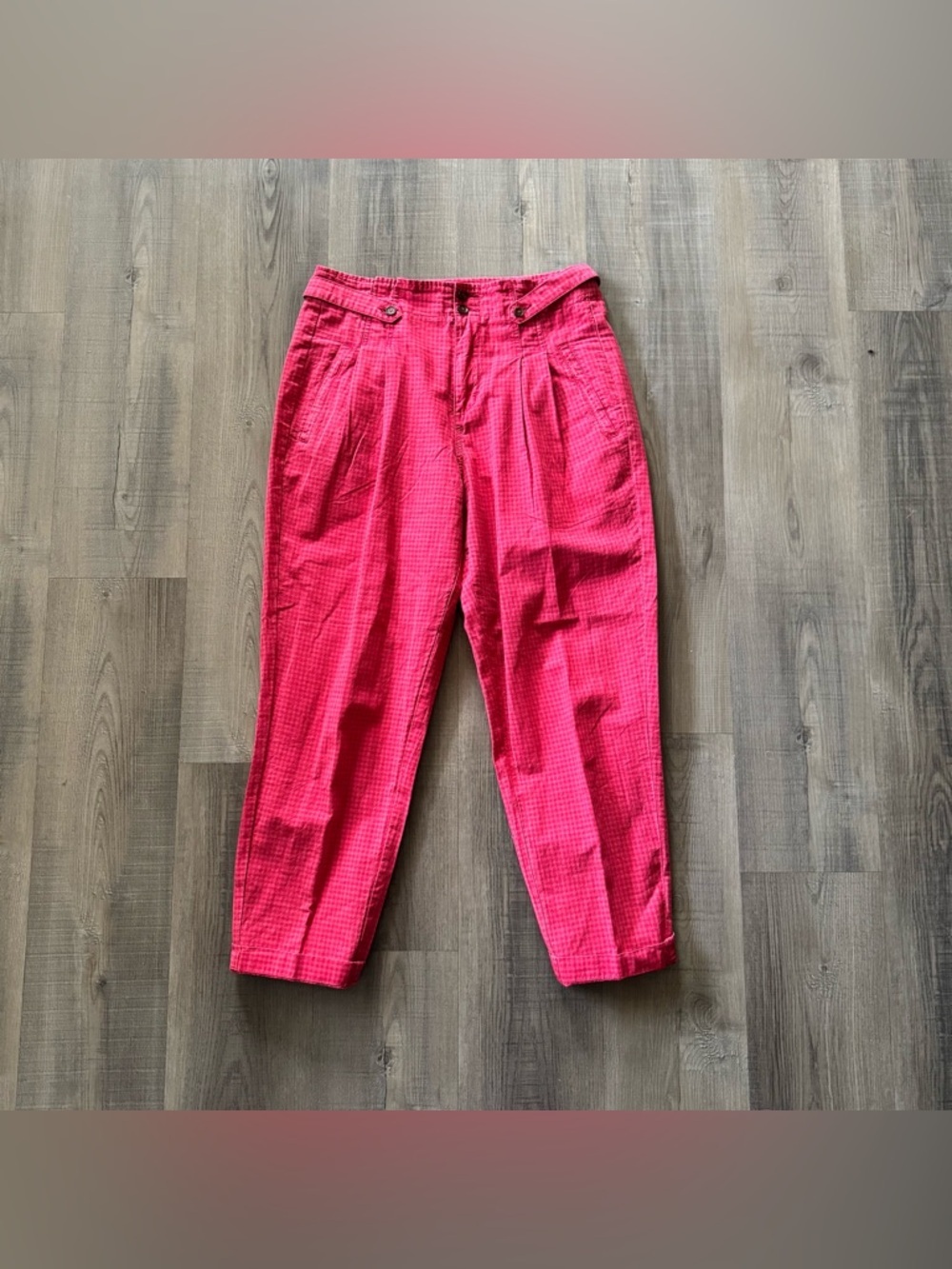 Sundance Life of Dreams Trouser Size 8 Red Gingham Check Cropped Ankle Pants - Picture 2 of 6